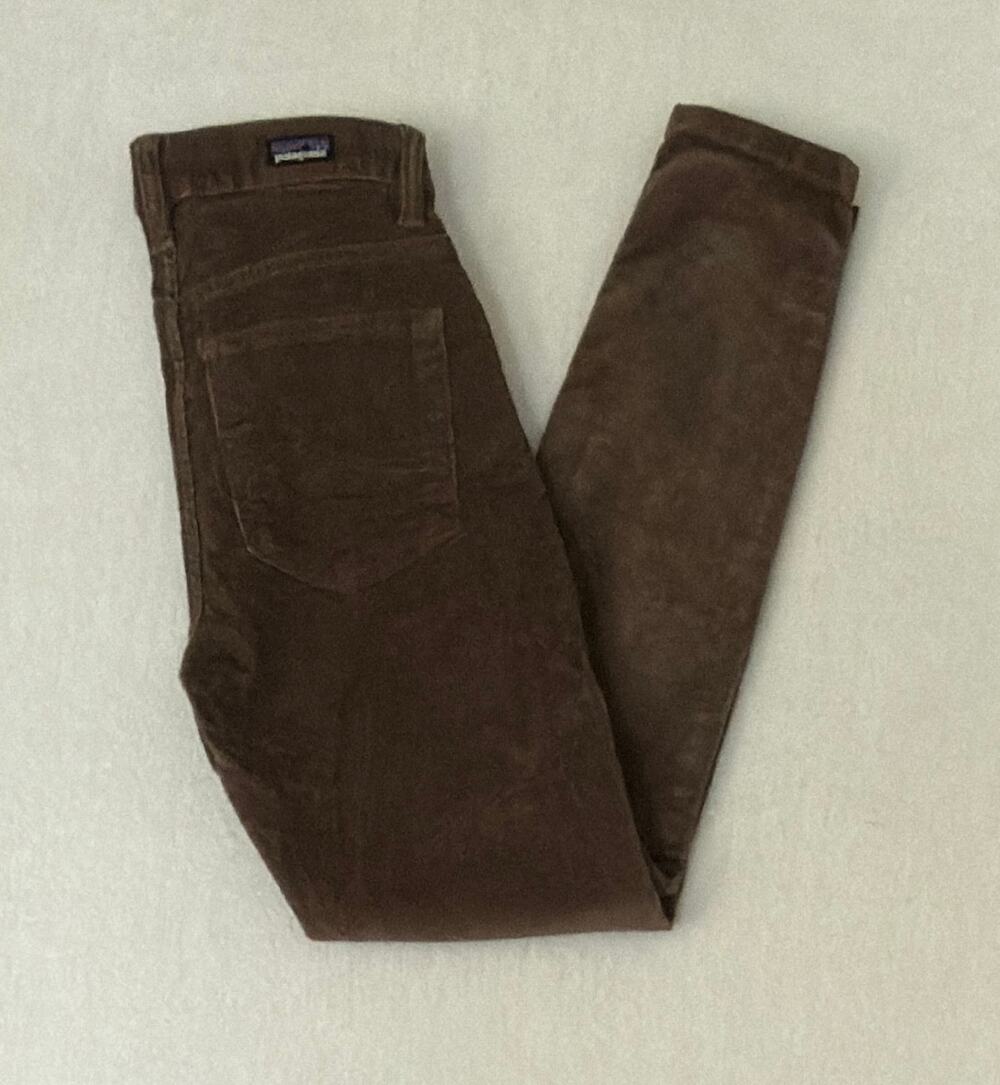 Patagonia Womens Organic Cotton Corduroy Pants Brown Size 24 Skinny Slim Stretch